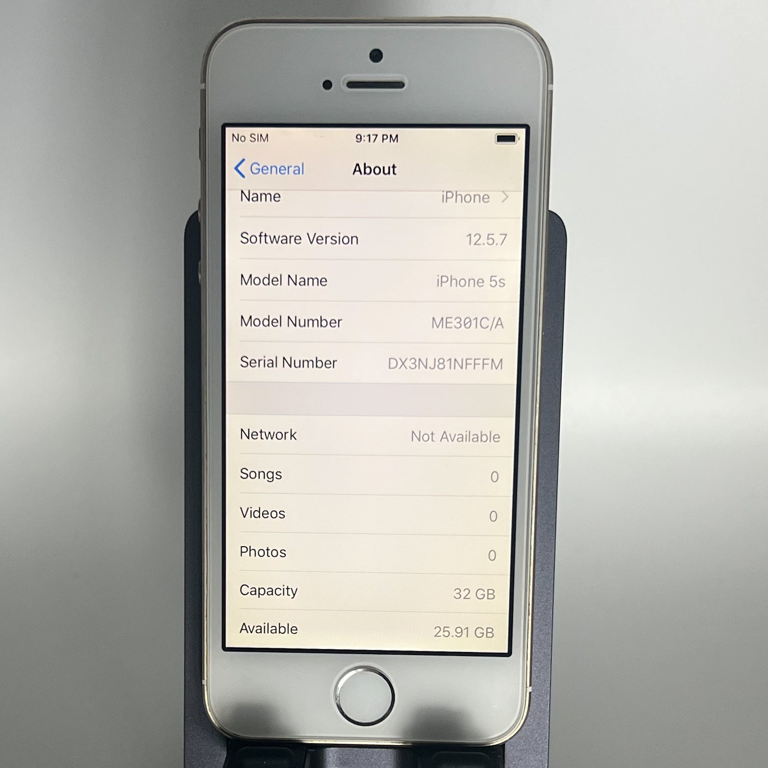 iPhone 5S - iOS 12.5.7 - 32GB - Battery 86% - locked